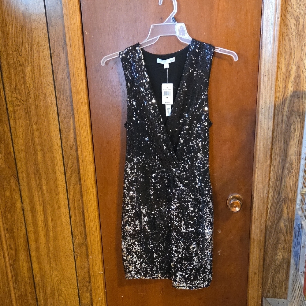 Elegant Black Sequin Midi Dress